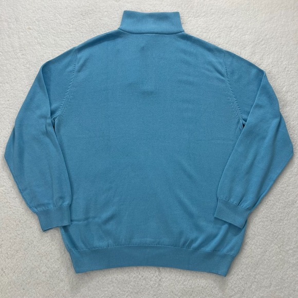Lacoste Sweater 1/4 Zip Pullover 100% Cotton Blue Men's US Size XL VTG NWT - Picture 2 of 14
